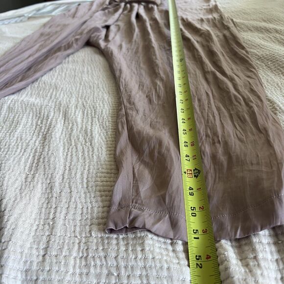 Mustard Seed Jumpsuit Womens Small Brown V Neck Button Front Belted Harem Satin - Picture 14 of 16